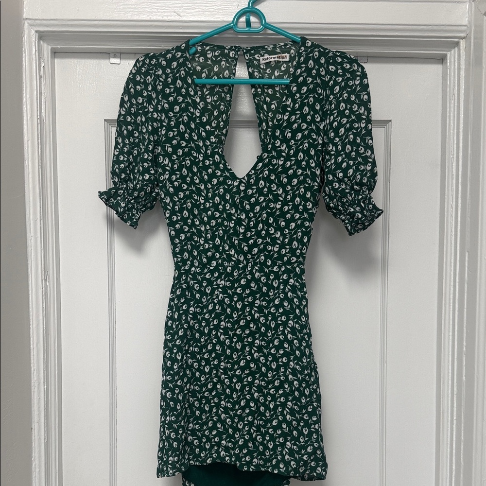 Reformation Green Floral Dress